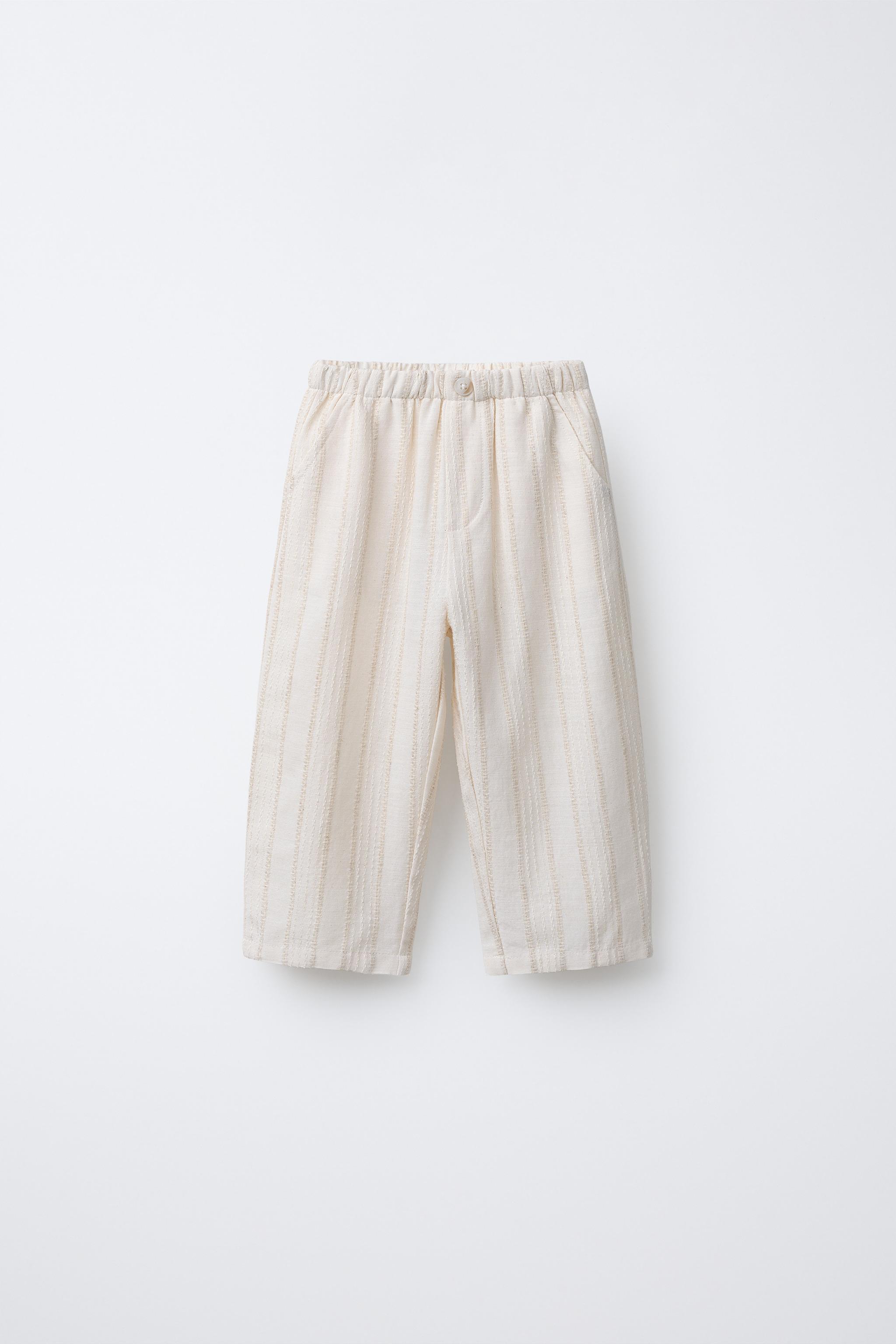 TEXTURED STRIPED STRAIGHT PANTS